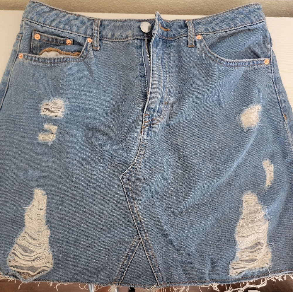 Distressed Jean Skirt